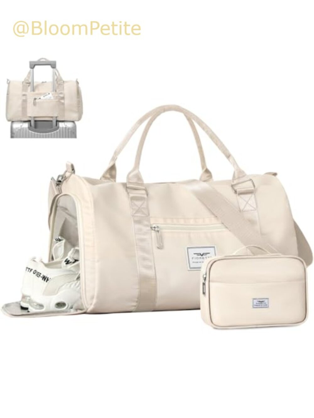 Womens Gym Tote Duffle Bag with Toiletry Bag Wet Pocket Shoe Compartment
